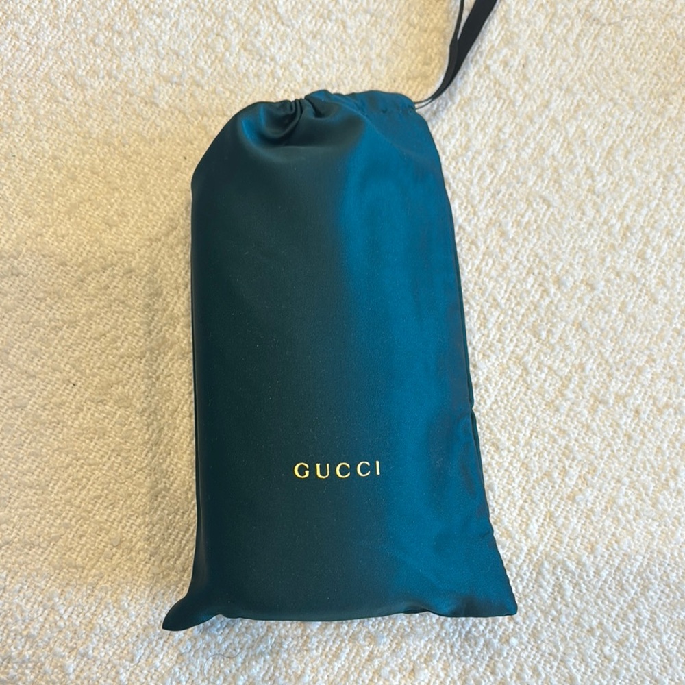 Gucci Dark Teal Pouch with Gold Logo